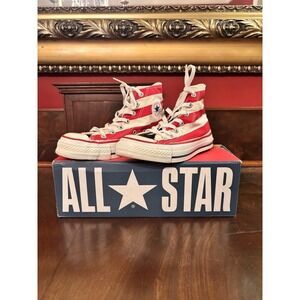 Vintage Converse All Star Hi Stars & Bars USA Flag Chuck Taylor Mens 4 Womens 6